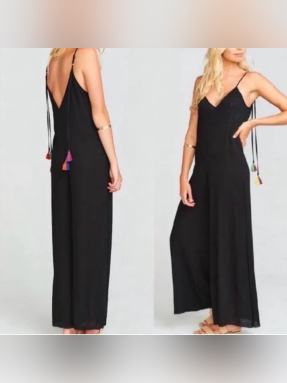 Show Me Your Mumu Leila Tassel Jumpsuit Black M
